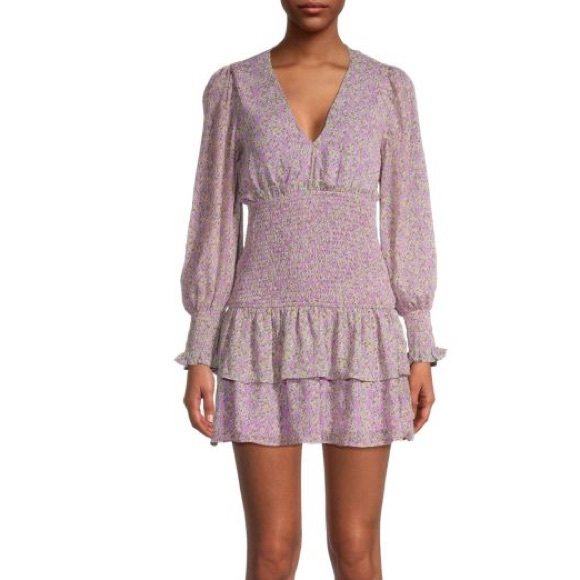 LUSH Floral-Print Smocked Mini Dress - Picture 1 of 7